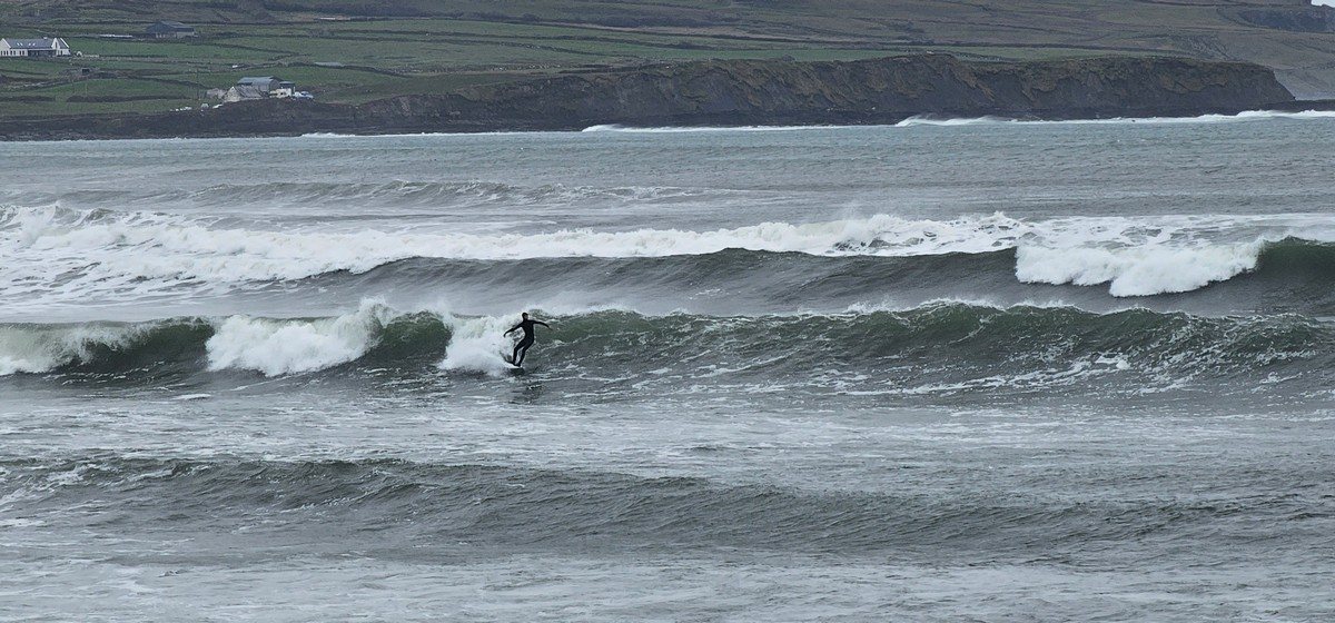 Surfer on a Lahinch left shoulder high wave